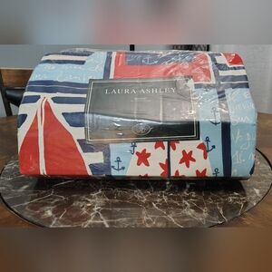 VTG RARE ~ Laura Ashley TWIN Bed Skirt -Sailboats And Anchors Original Packaging